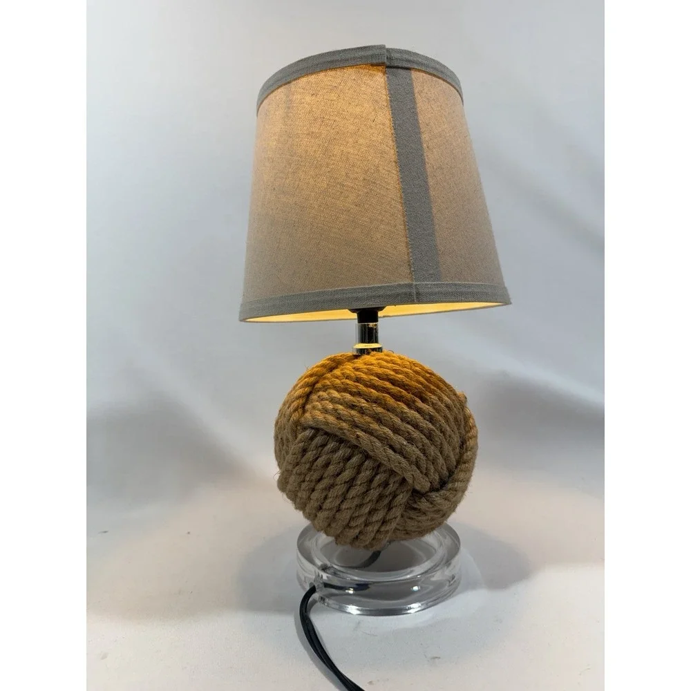 Nautical Monkey Fist Rope Knot‎ Lamp 14 Inch Coastal Beach Decor